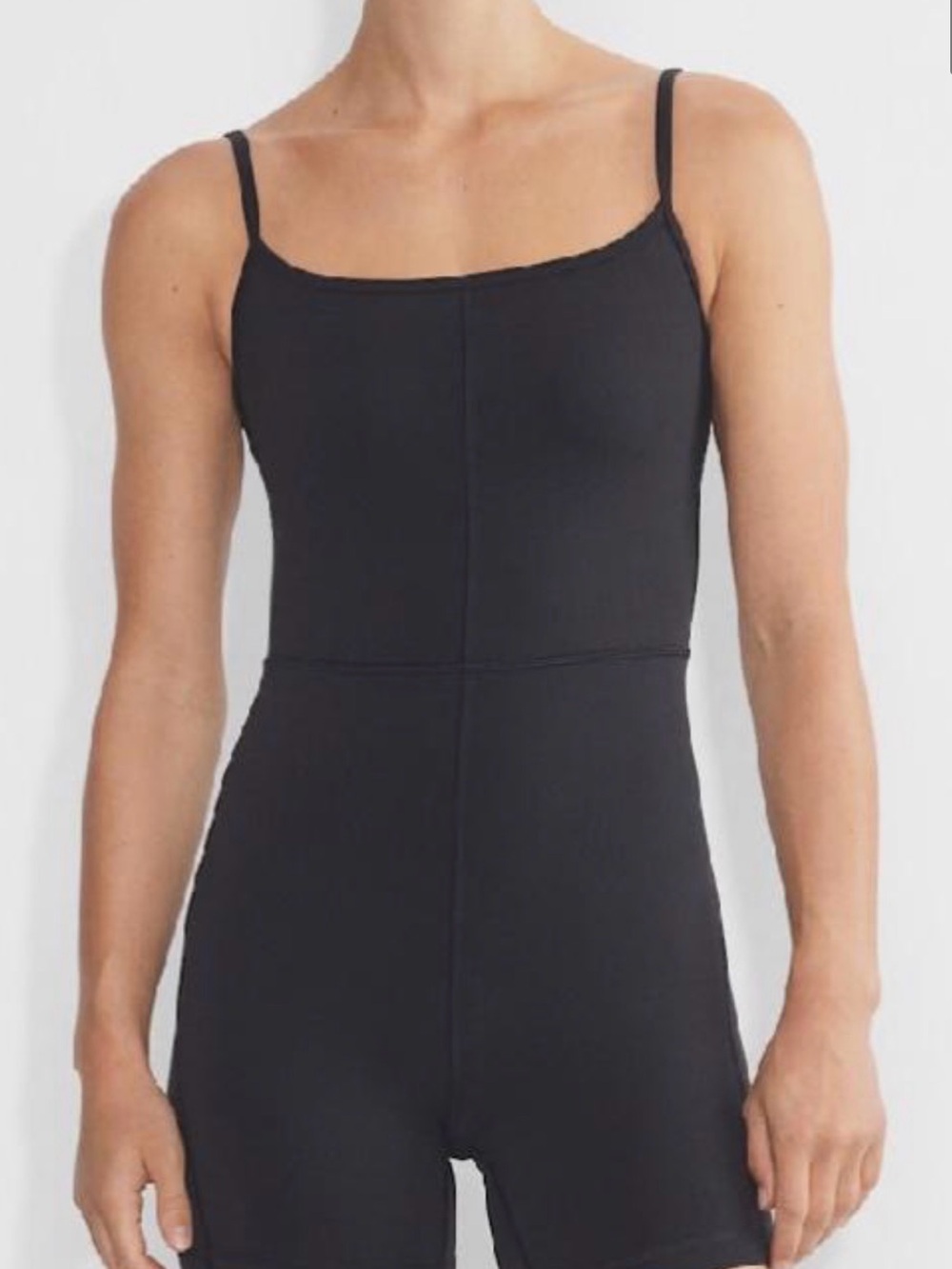 Black Fitted Square-Neck Romper
